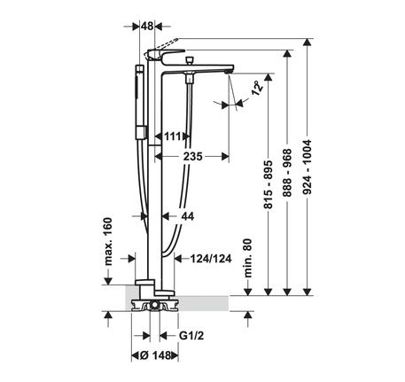 Bộ trộn bồn tắm đặt sàn Metropol 589.50.521